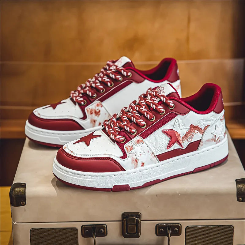 Dragon Relief Leather Sneakers