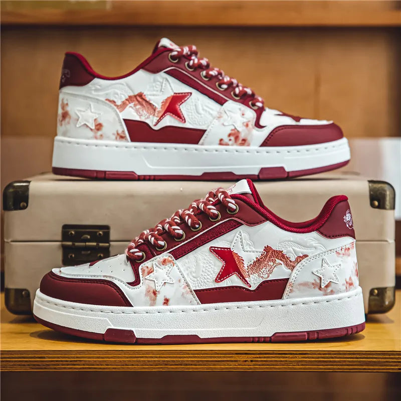Dragon Relief Leather Sneakers
