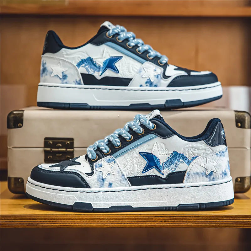 Dragon Relief Leather Sneakers