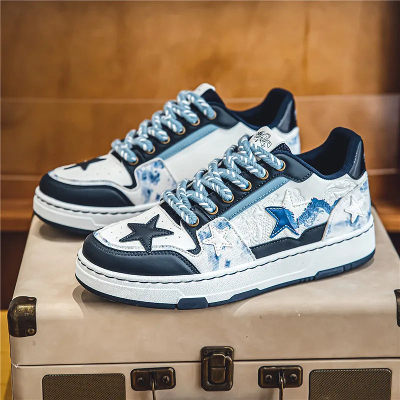 Dragon Relief Leather Sneakers