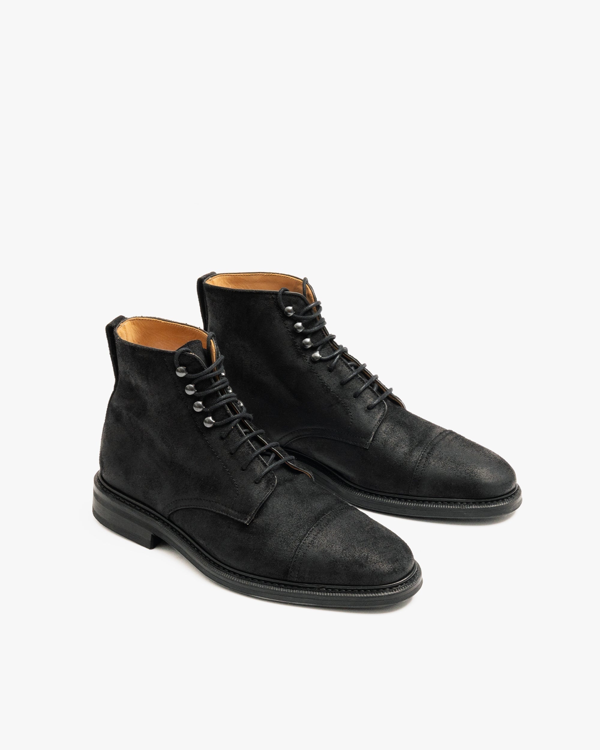 Stormont Storm Welt Boot – Black Waxed Suede