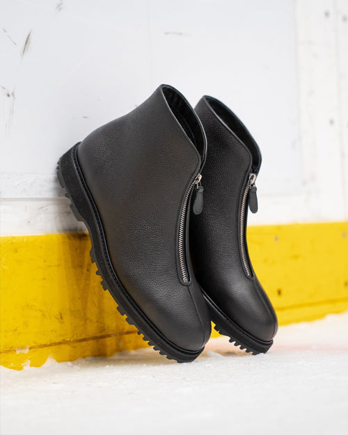 Alder Shearling Zip Boot – Black Country Calf