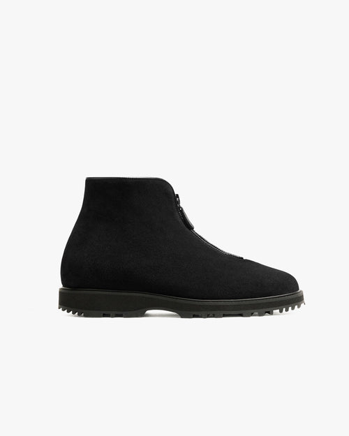 Alder Shearling Zip Boot – Black Suede