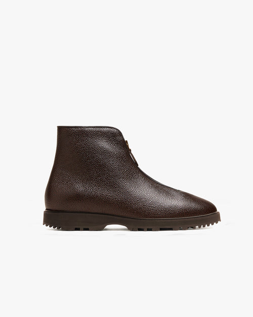 Alder Shearling Zip Boot – Dark Brown Country Calf