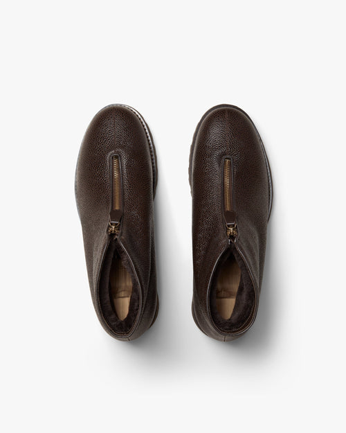 Alder Shearling Zip Boot – Dark Brown Country Calf