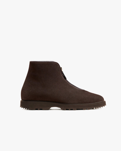 Alder Shearling Zip Boot – Dark Brown Suede