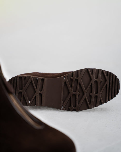 Alder Shearling Zip Boot – Dark Brown Suede