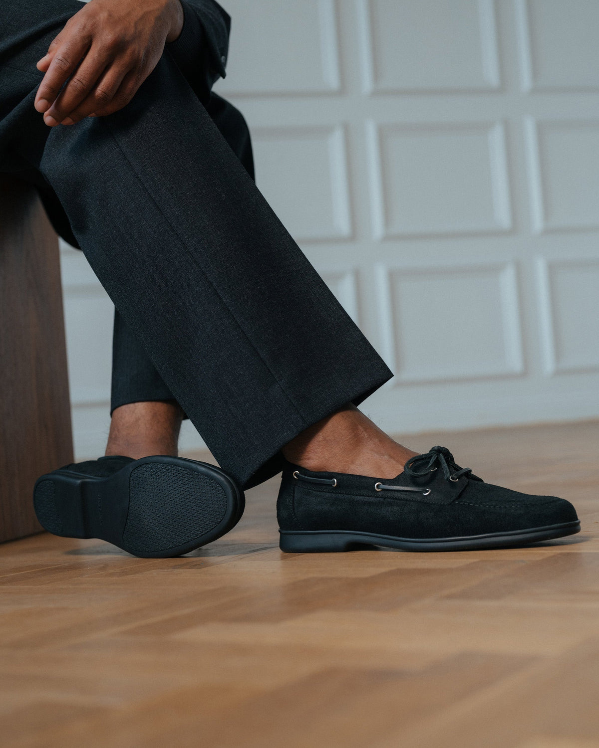 Harbor Boat Shoe – Black Waxed Suede