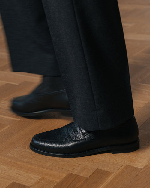 Aldon Penny Loafer – Black Natural Grain