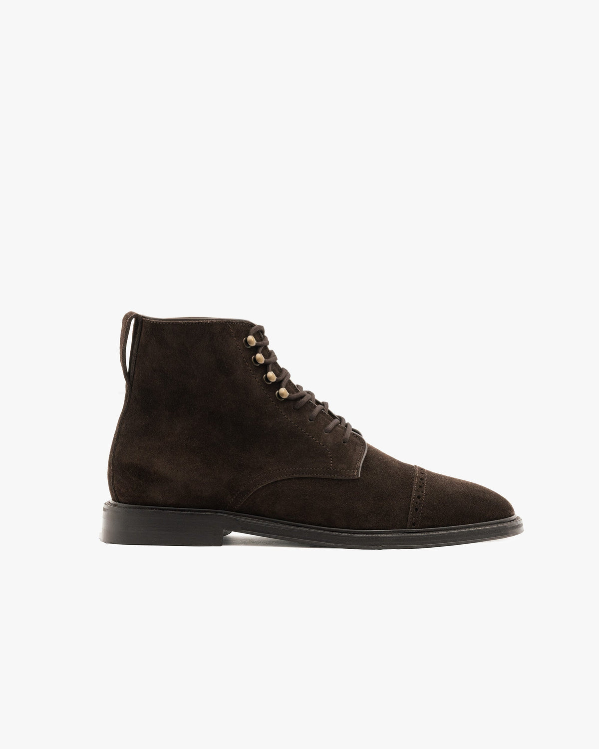 Kelston Cap-Toe Boot – Dark Brown Suede