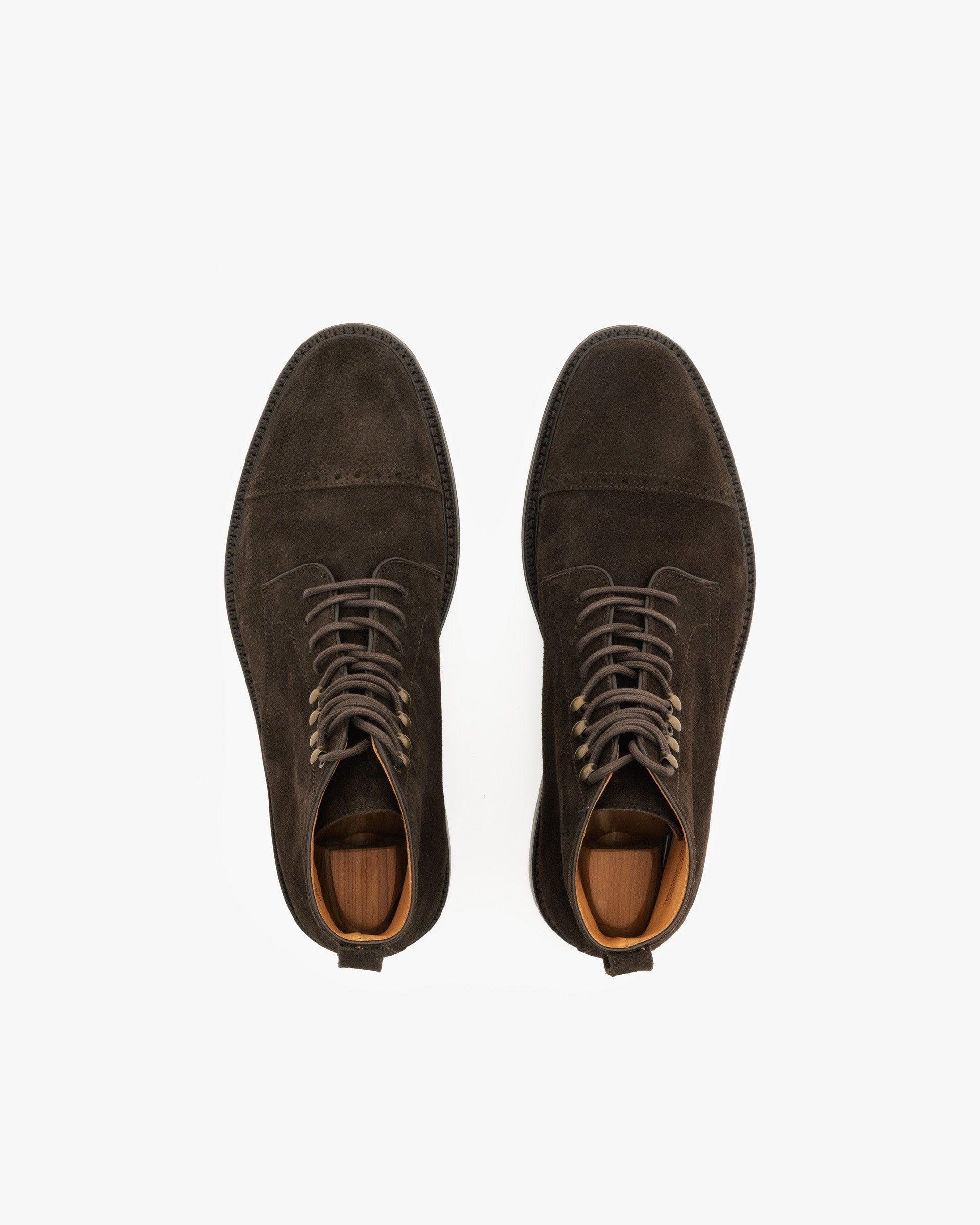 Kelston Cap-Toe Boot – Dark Brown Suede