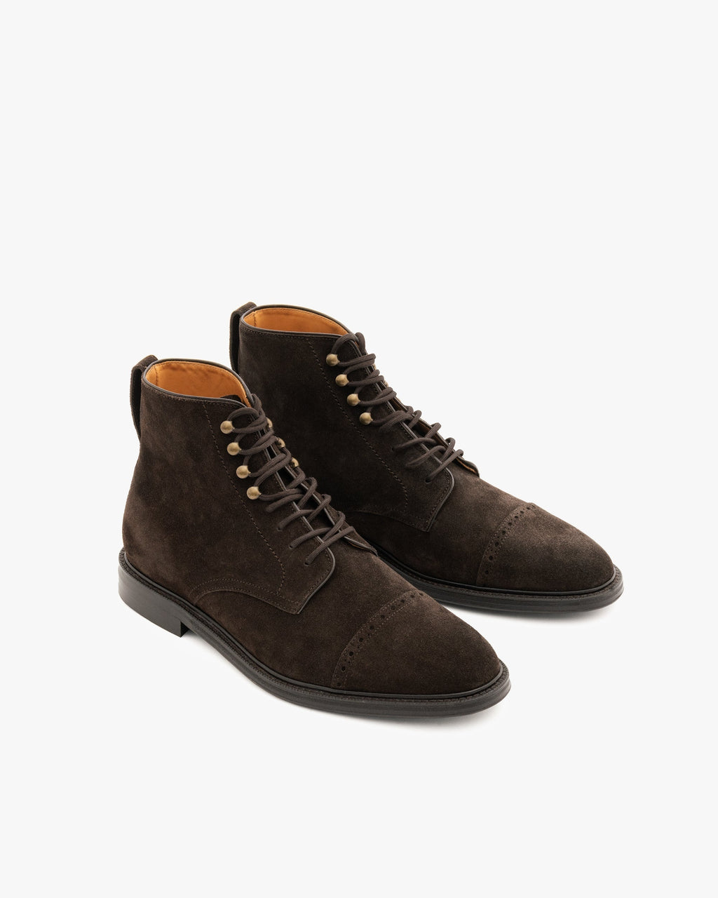 Kelston Cap-Toe Boot – Dark Brown Suede