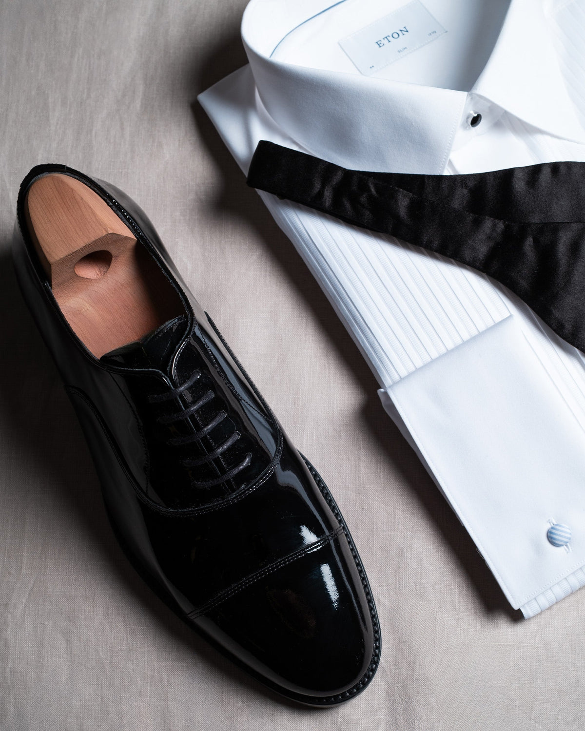 Ashcroft Cap-Toe Oxford – Black Patent Leather