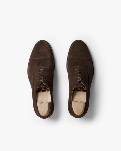 Ashcroft Cap-Toe Oxford – Dark Brown Suede